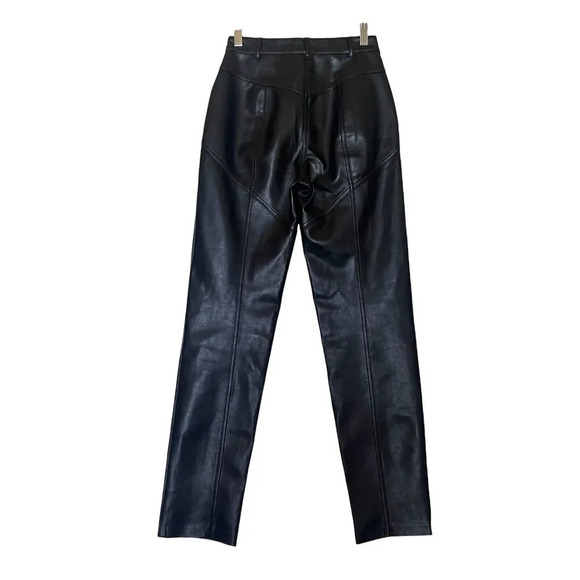 Aritzia Wilfred Rebel Black Faux Leather Straight Leg Pants Size 0 - Picture 5 of 12